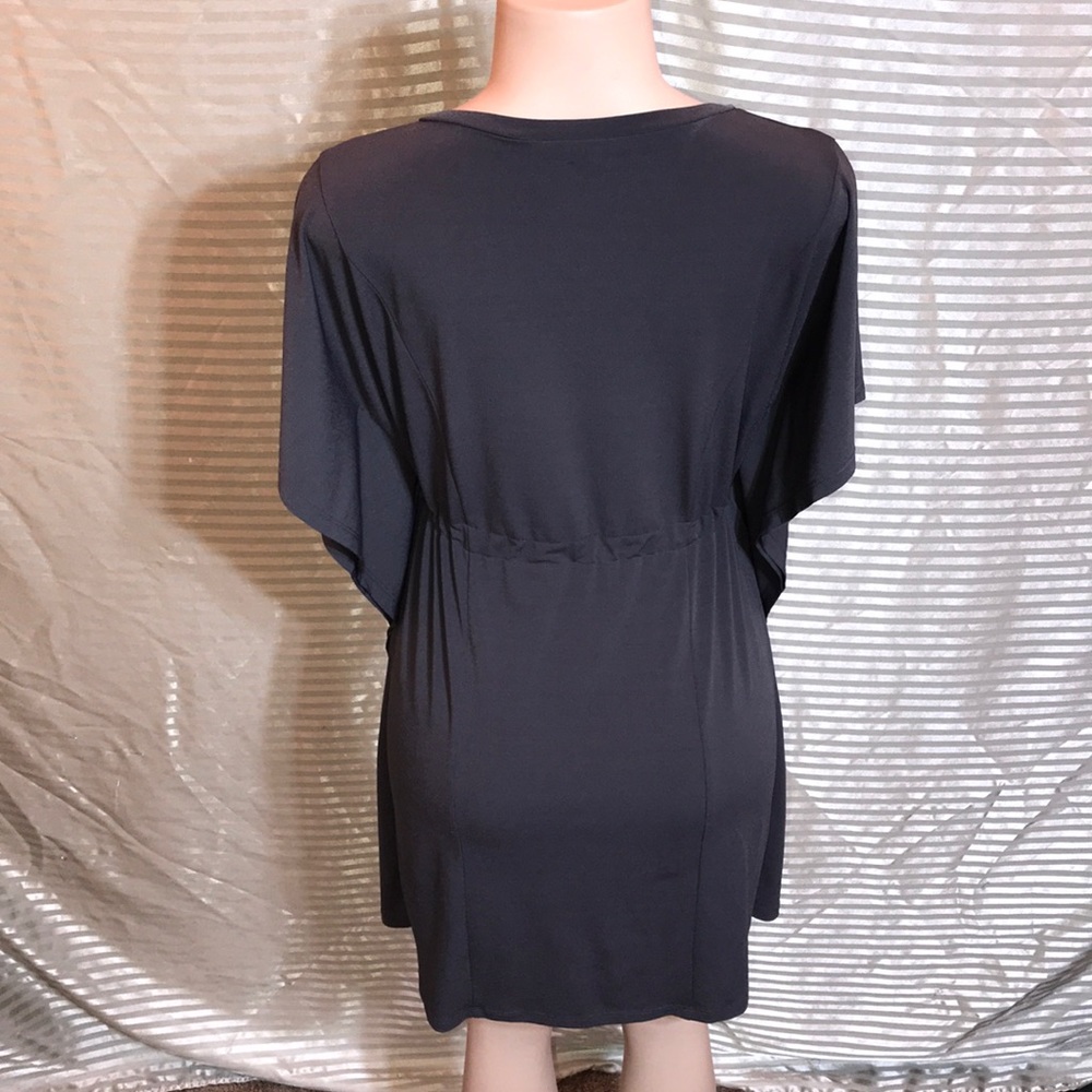 Spense Gray Batwing Dolman Tie Waist Cinched Dress - Picture 8 of 16
